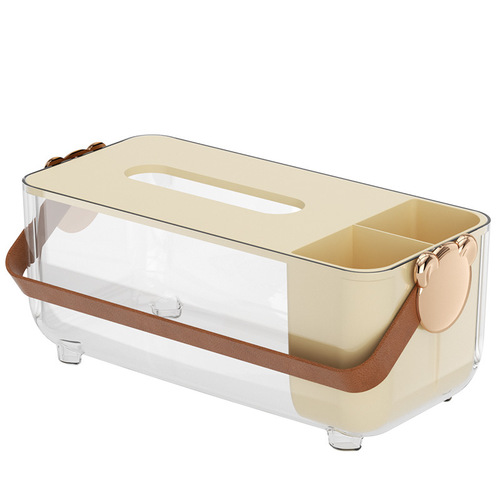 Desktop multi-function light luxury tissue box living room home transparent portable glasses remote control tissue storage box