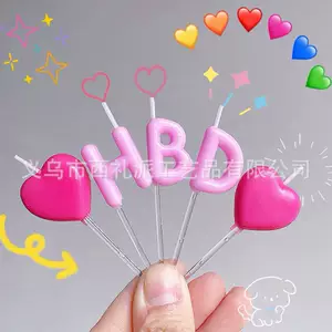 เทียนวันเกิดตัวอักษร HBD รูปหัวใจ สไตล์เกาหลี