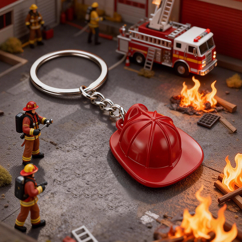 Creative Safety and Fire Prevention Day Commemorative Gift Firefighter Keychain Pendant Custom Practical Small Gift with High Aesthetic Value