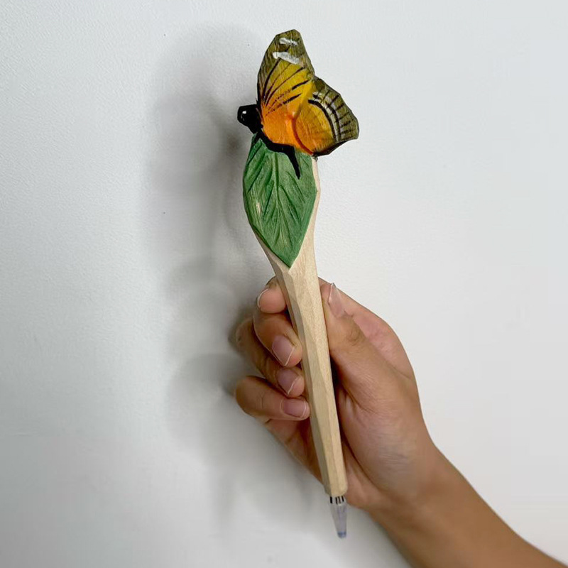 Qingmufan creativo talla de madera animal pluma artesanía regalo pluma de gel pluma talla de madera pluma de publicidad regalo