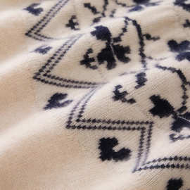 针织圆领款费尔岛加厚山羊绒衫女提花内搭外穿款秋冬宽松毛衣复古