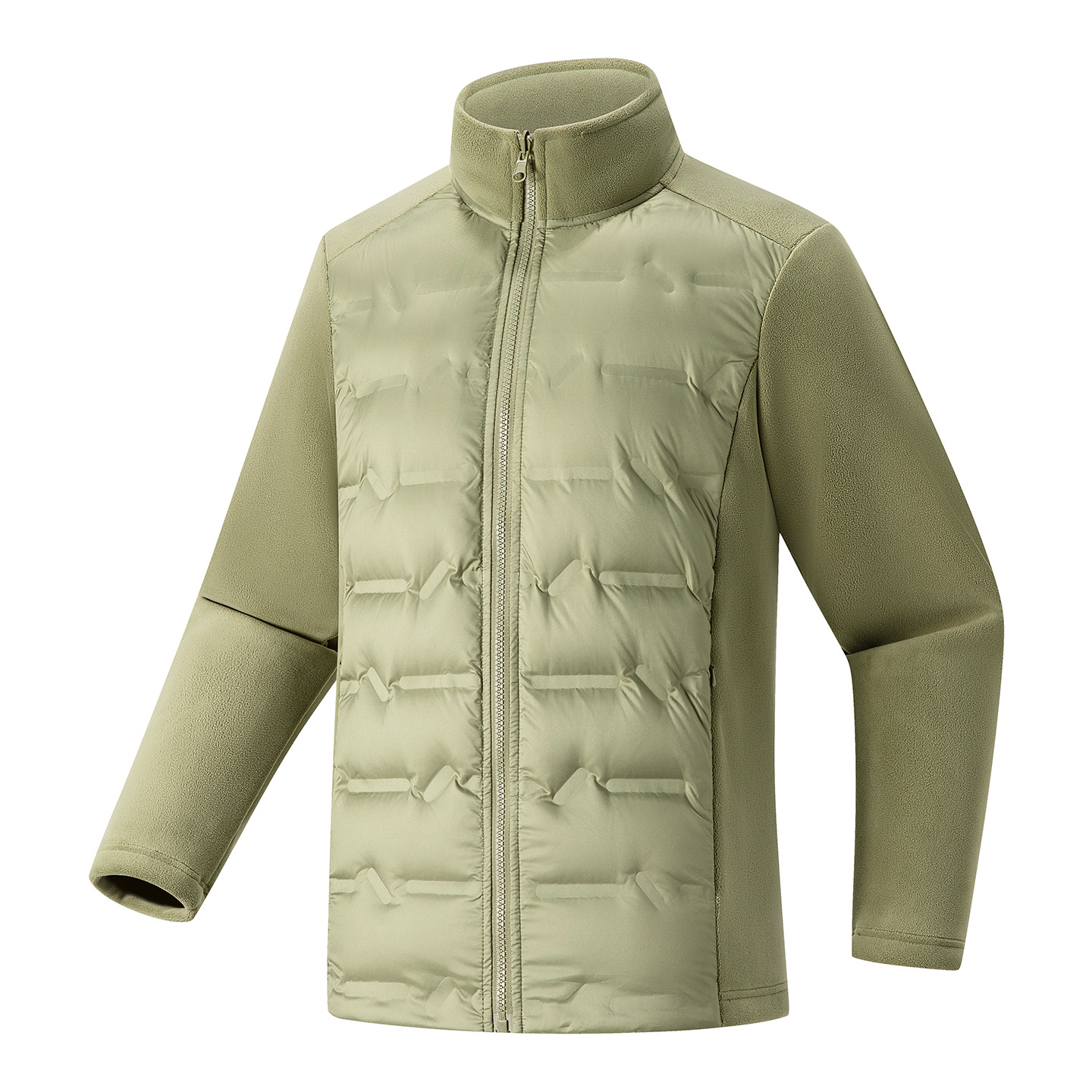 Transfronterizo otoño y invierno blancos de pluma de pluma masculina de invierno de cuello vertical de pelusa de seda de cremallera caliente chaqueta de costilla