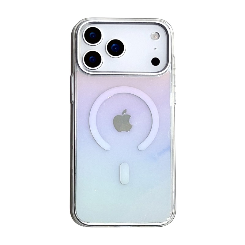适用iiPhone17磁吸透明玻璃壳苹果16promax带钻幻彩闪粉透明PC壳|undefined