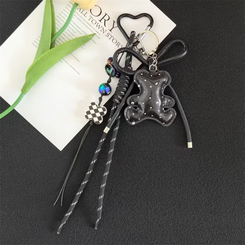 ファッショナブルで高級感のあるクマのリボン編みロープキーホルダーバッグアクセサリーペンダントキーチェーン卸売|undefined