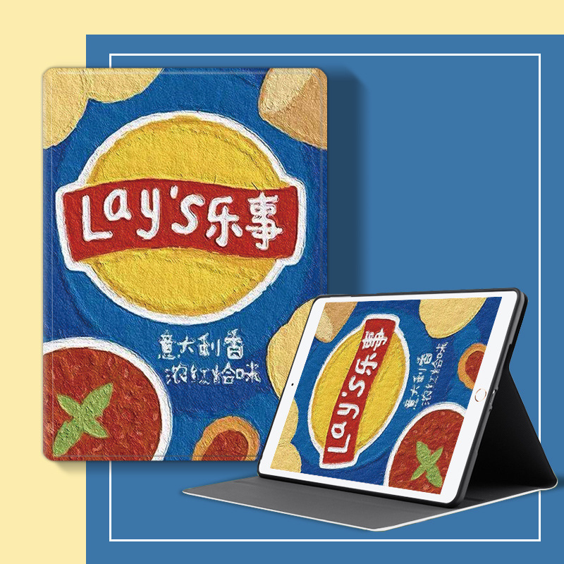 Suitable for Pro 9.7inch 70% off Protective Case, Anti-Fall Tablet Cover, Creative Potato Chip 2Ipad Leather Case, Funny Full-Cover Design