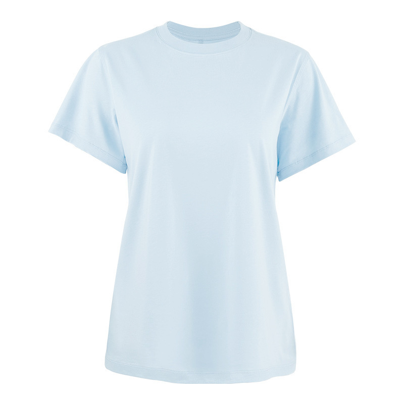 周遊春と夏の新しいアメリカン PIMA ピマコットン女性の半袖ヨガウェア Tシャツスポーツウェアフィットネスウェアルーズ|undefined