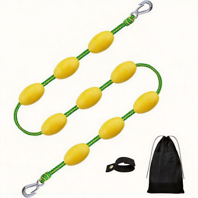 Yellow Floating Ball 316 Stainless Steel Double Hook Floating Boat Tow Rope Suitable for Multiple People to Tow Small Boats, Tube Ropes, Dock Ropes
