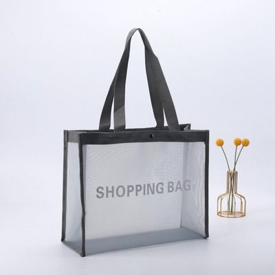 亚马逊热销沙滩包新款单肩网纱购物袋沙滩网布袋网纱礼品袋带拉链|ru