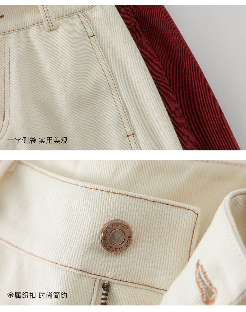 Quần jean nữ ống rộng phong cách Hong Kong chất cotton Tencel dáng rộng — Màu trắng nhạt chi tiết 20