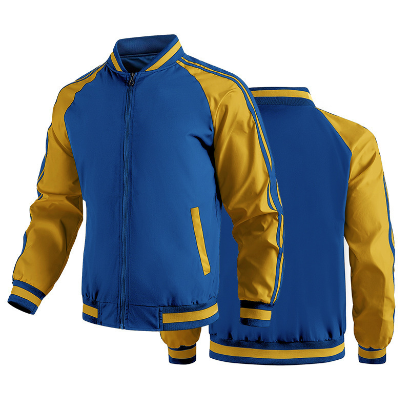 Spring Color-Blocked Webbing Men's Casual Sports Jackets Available for Cross-Border Live Broadcasts on Various Platforms Are Available in Stock at Stalls