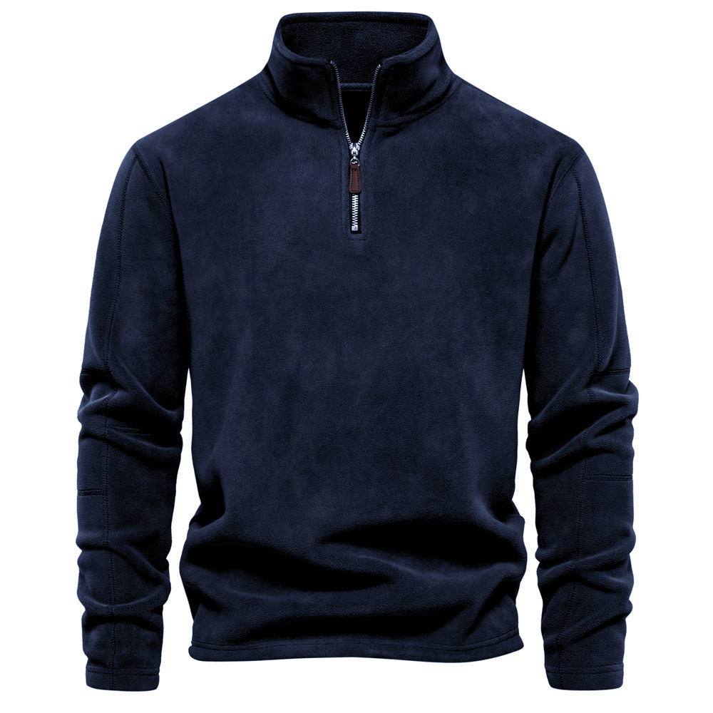 1 Autumn Winter New Half Zip Long Sleeve Sweatshirt Stand Collar Cross-Border Trendy Versatile Men's Fleece Top_voghion.com