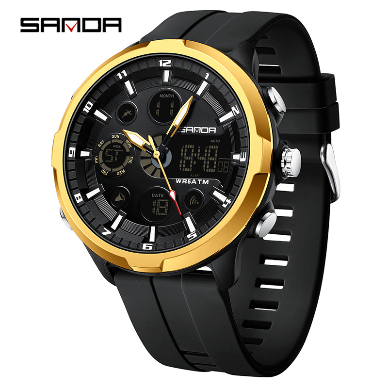 SANDA SANDA reloj electrónico para hombres moda casual reloj coreano impermeable despertador de luz nocturna reloj multifuncional 9053