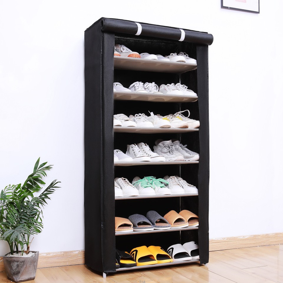 Zapatero simple montaje de tubo de acero multicapa gabinete de zapatos a prueba de polvo Almacenamiento de dormitorio de estudiantes gabinete de zapatos económico