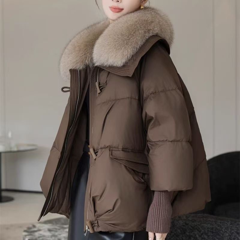 Short Down Cotton-padded Jacket Women's Winter New Western Style Cotton-padded Coat High-end Small Mother's Big Wool Collar Cotton-padded Coat Short Down Cotton-padded Jacket Women's Winter New Western Style Cotton-padded Coat High-end Small Mother's Big Wool Collar Cotton-padded Coat