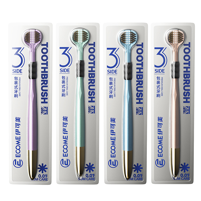 Cepillo de dientes de tres lados marca coreana para adultos limpieza y protección de encías