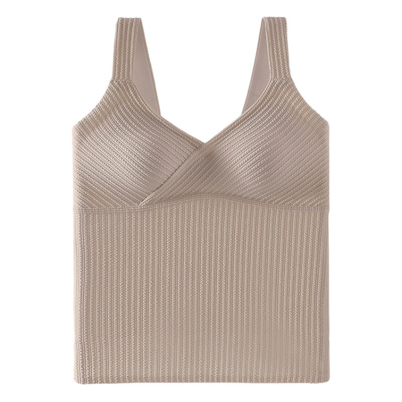 Новый теплый жилет с V-образным вырезом и нагрудной подкладкой, топ, красивое нижнее белье на спине для женщин осенью и зимой