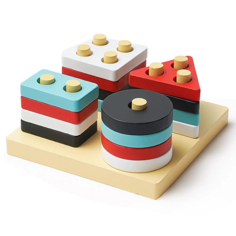 Деревянный геометрический когнитивный конструктор для раннего возраста Montessori, игрушка, раннее образование, цветоощущение