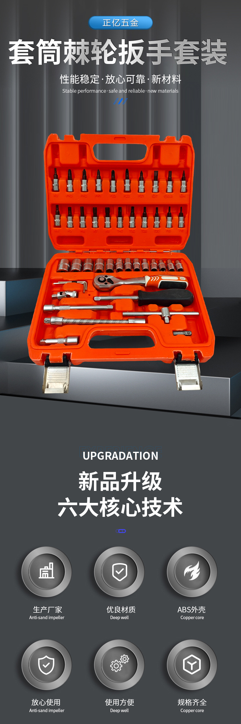 Multifunctional Socket Wrench Orange Box Universal Joint Suitable for Multiple Scenarios and Specifications Socket Wrench Set Tool