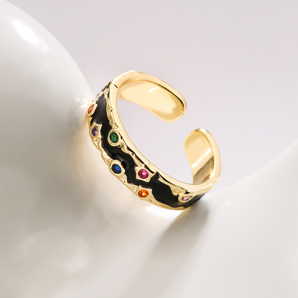 Fashion Geometric Copper Inlay Zircon Rings 1 Piece