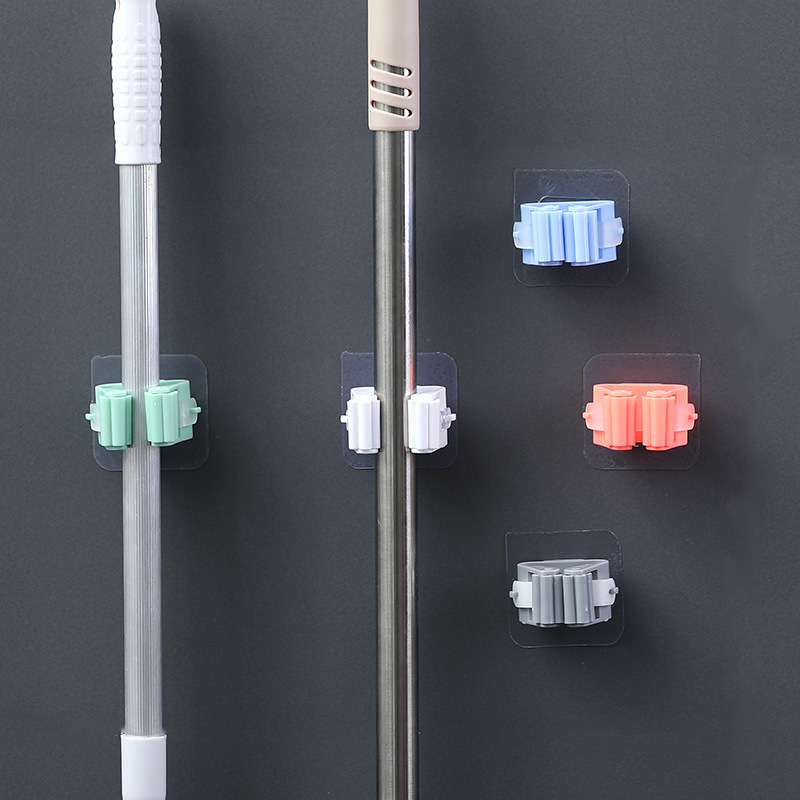 No-drill mop holder, traceless hook, broom holder, bathroom cleaning tool rack, wall-mounted strong self-adhesive hook No-drill mop holder, traceless hook, broom holder, bathroom cleaning tool rack, wall-mounted strong self-adhesive hook