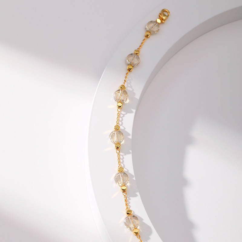 Retro Round Copper Inlay Glass Bracelets 1 Piece