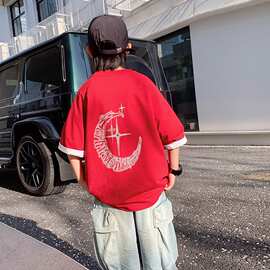 男童夏装潮酷短袖t恤纯棉2026新款儿童男孩夏季宽松痞帅半袖上衣