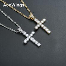 欧美嘻哈项链 满锆十字架吊坠 情侣项链 嘻哈潮流男士嘻哈项链