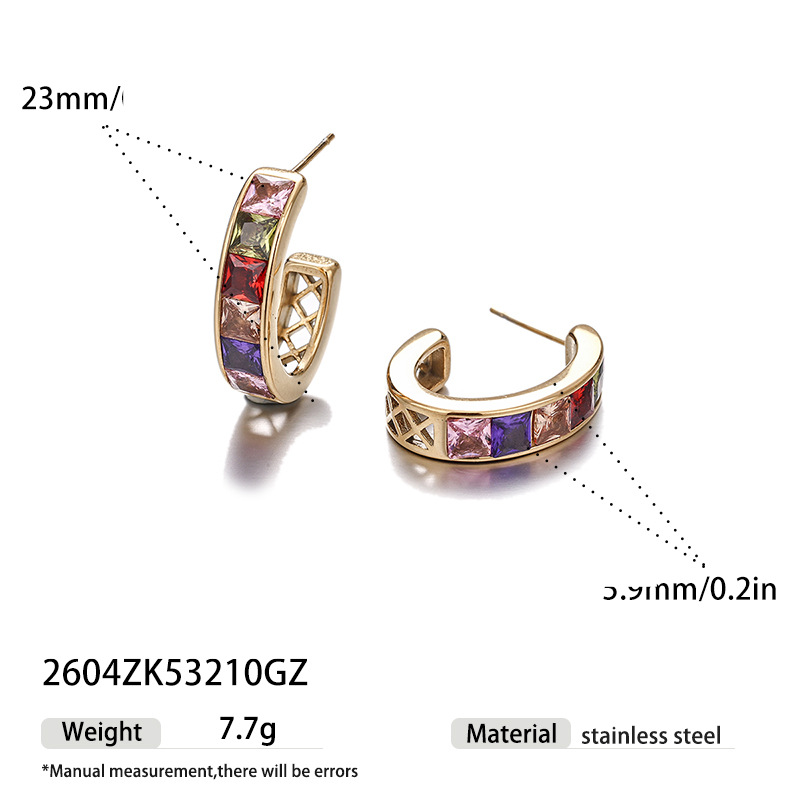 Taina Europa y los Estados Unidos fábrica de acero inoxidable transfronteriza directa venta caliente aretes de diamantes de color geométricos moda aretes de diamantes al por mayor