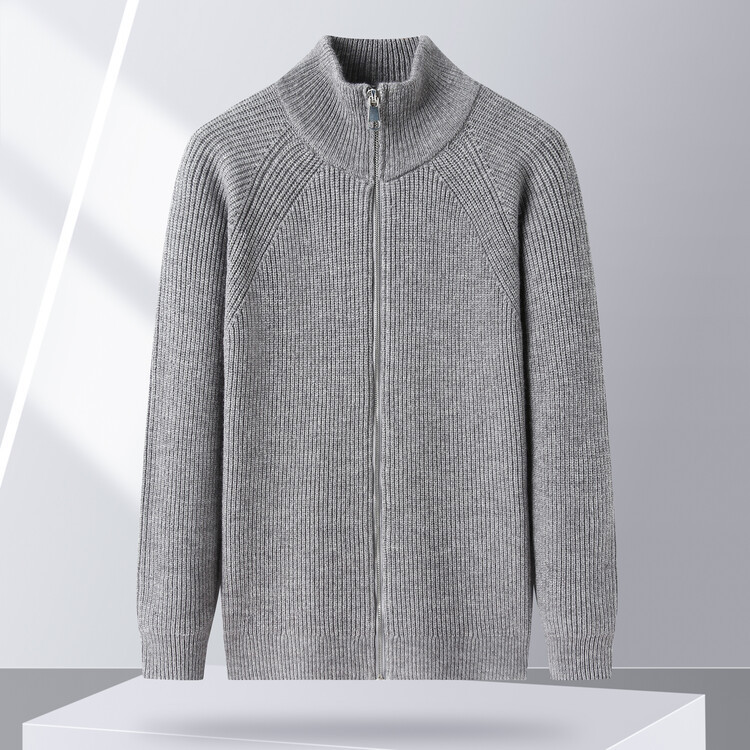 Suéter con cremallera, estilo transfronterizo, de otoño e invierno, cuello medio alto, suéter tejido para hombre, chaqueta informal, versátil para el día a día.