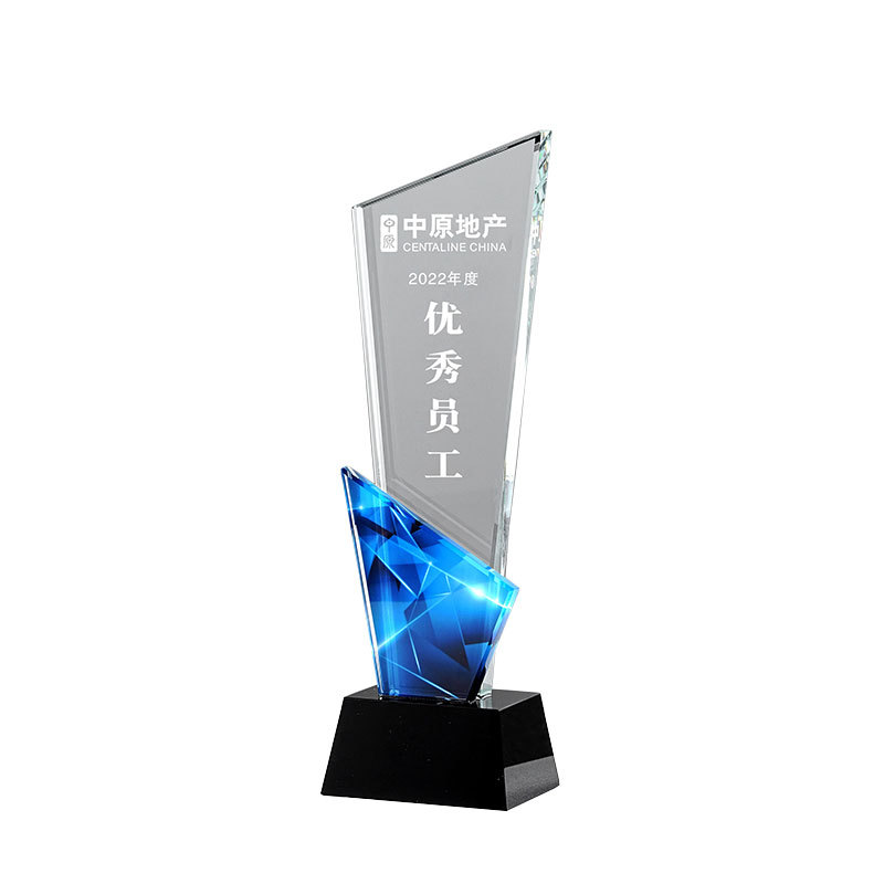Trofeos de cristal medalla de grabación vidrio excelente reunión anual de premios de personal creativo recuerdos de cristal de estrella de cinco puntas