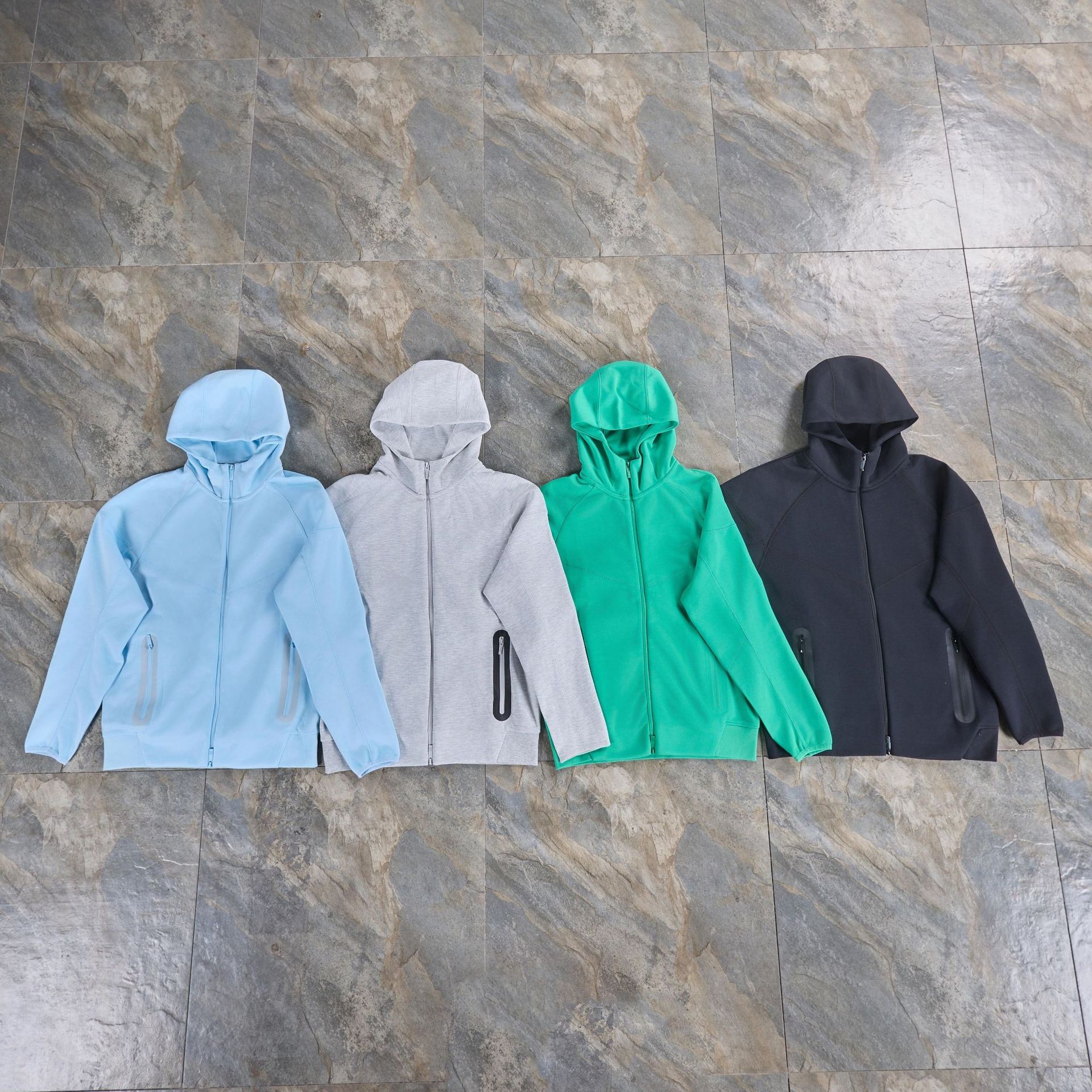 Chaqueta masculina primavera y otoño nuevos productos deportivos correr camisa de punto con capuchón de moda cosida chaqueta casual camisa con cremallera 8454