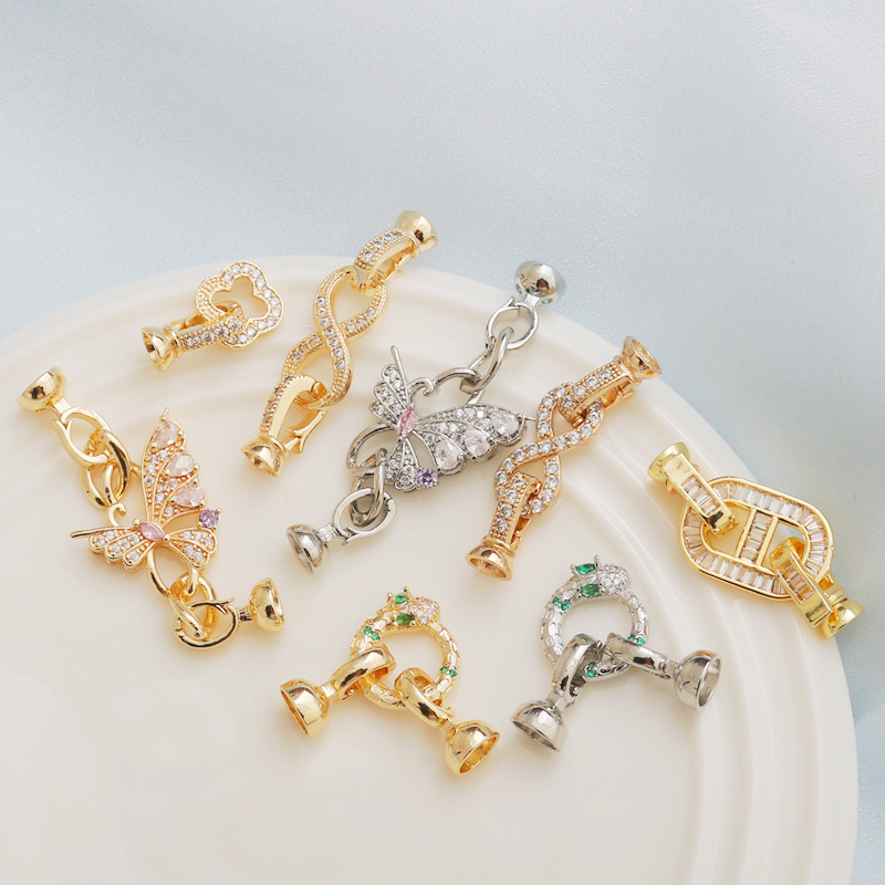 14K Gold-Plated Color-Preserving Zircon Butterfly Cd Connector Necklace Bracelet DIY Handmade Jewelry Accessories Gold-Plated Material 14K Gold-Plated Color-Preserving Zircon Butterfly Cd Connector Necklace Bracelet DIY Handmade Jewelry Accessories Gold-Plated Material