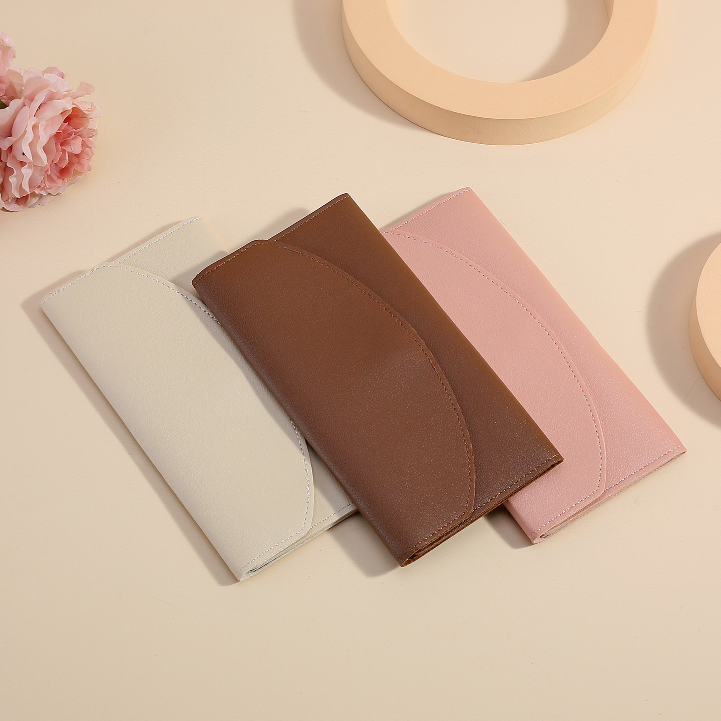 Cartera japonesa de cuero suave, bolsa de tarjetas de crédito plegable de tres partes, tarjeta plegable de cuero de vaca, lichi, cremallera, bolsa de cambio para mujeres