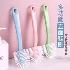 五面靴ブラシダブルヘッド靴ブラシソフト毛洗浄ブラシ多機能靴ブラシリング死角なし靴ブラシ