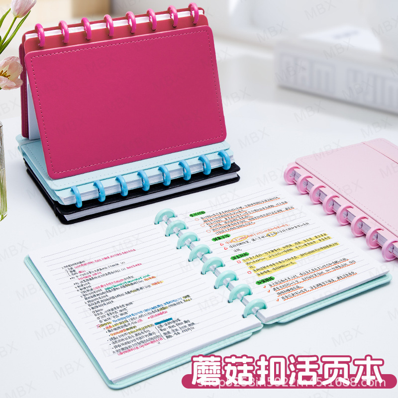 A5 macarrón botón de hongos cuaderno de cuaderno PU elástico cuaderno de cuadernos de papelería image 4