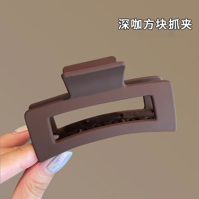 秋冬咖色毛绒抓夹后脑勺发量大鲨鱼夹高级感大号发夹复古气质头饰|undefined