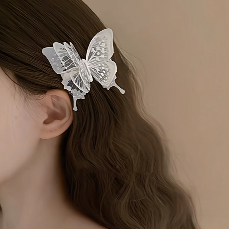 Super Fairy Ice Broken Butterfly Forcina per capelli tridimensionale da donna 2024 Nuovo elegante fermaglio per capelli laterale con clip di fascia alta Copricapo_voghion.com
