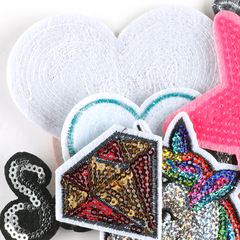 電腦繡花標刺繡貼徽章標亮片愛心貓頭鷹服裝輔料補丁貼DIY布貼