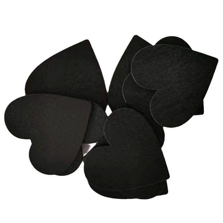 5cm negro amor virutas de madera 4mm de espesor negro melocotón corazón artesanía de madera 20 unidades un paquete