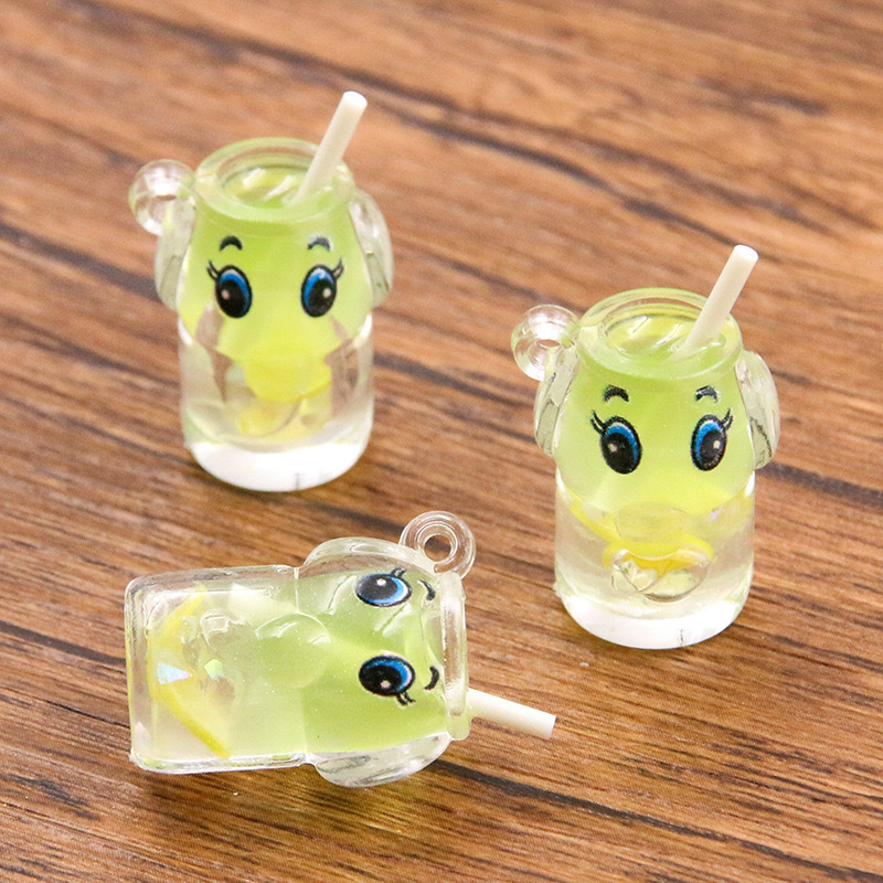 Dibujos animados DIY elefante luminoso paja accesorios para el cabello accesorios pendientes llavero colgante bolsa colgante material al por mayor