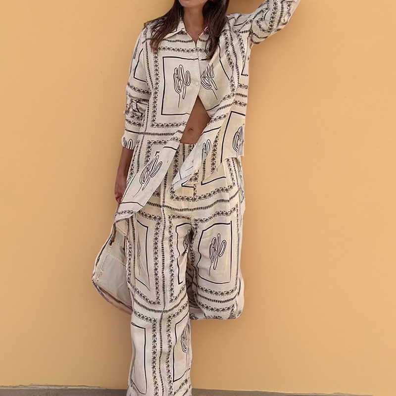 2026 Cross-Border Foreign Trade European American Women's Clothing Spring New Style Casual Printed Long-Sleeve Shirt And_ecoleips.com
