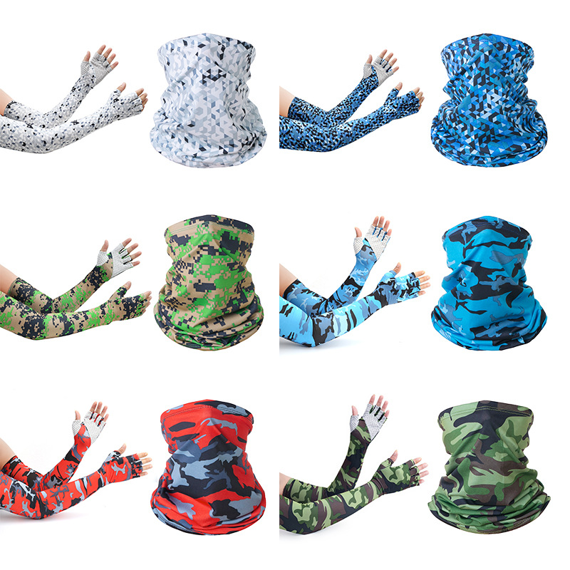 Guantes de medio dedo con protector solar de seda de hielo de verano, para ciclismo, deportes, diadema mágica versátil, funda antideslizante para exteriores_voghion.com