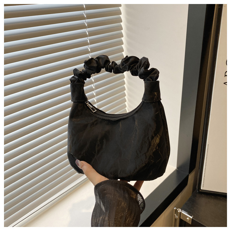 2024 Autumn/Winter ins solid-color stylish handbag with underarm pleats, a gentle Korean-style single-shoulder bag for women undefined