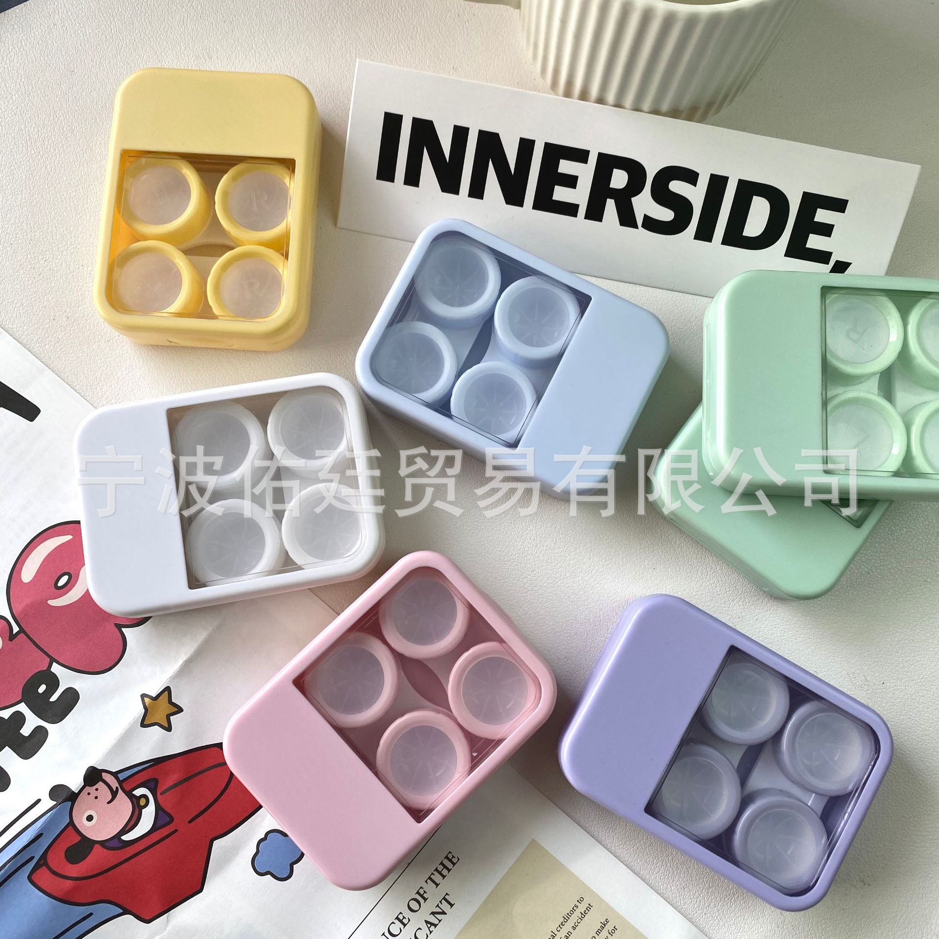 马卡龙色多个装隐形眼镜盒可爱卡通ins风美瞳盒简约收纳伴侣盒