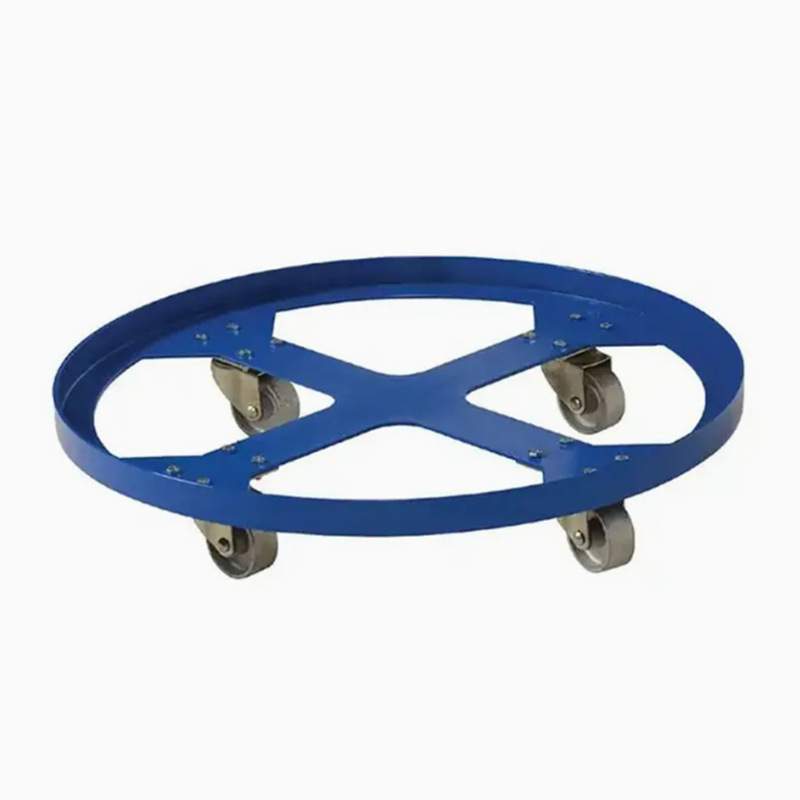 铁制框架圆形平板手推车55加伦油桶重型推运车油站仓库工具车