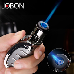 Chinese gas lighter inflation windproof creative metal cigar lighter blue flame straight shot moxa lighter