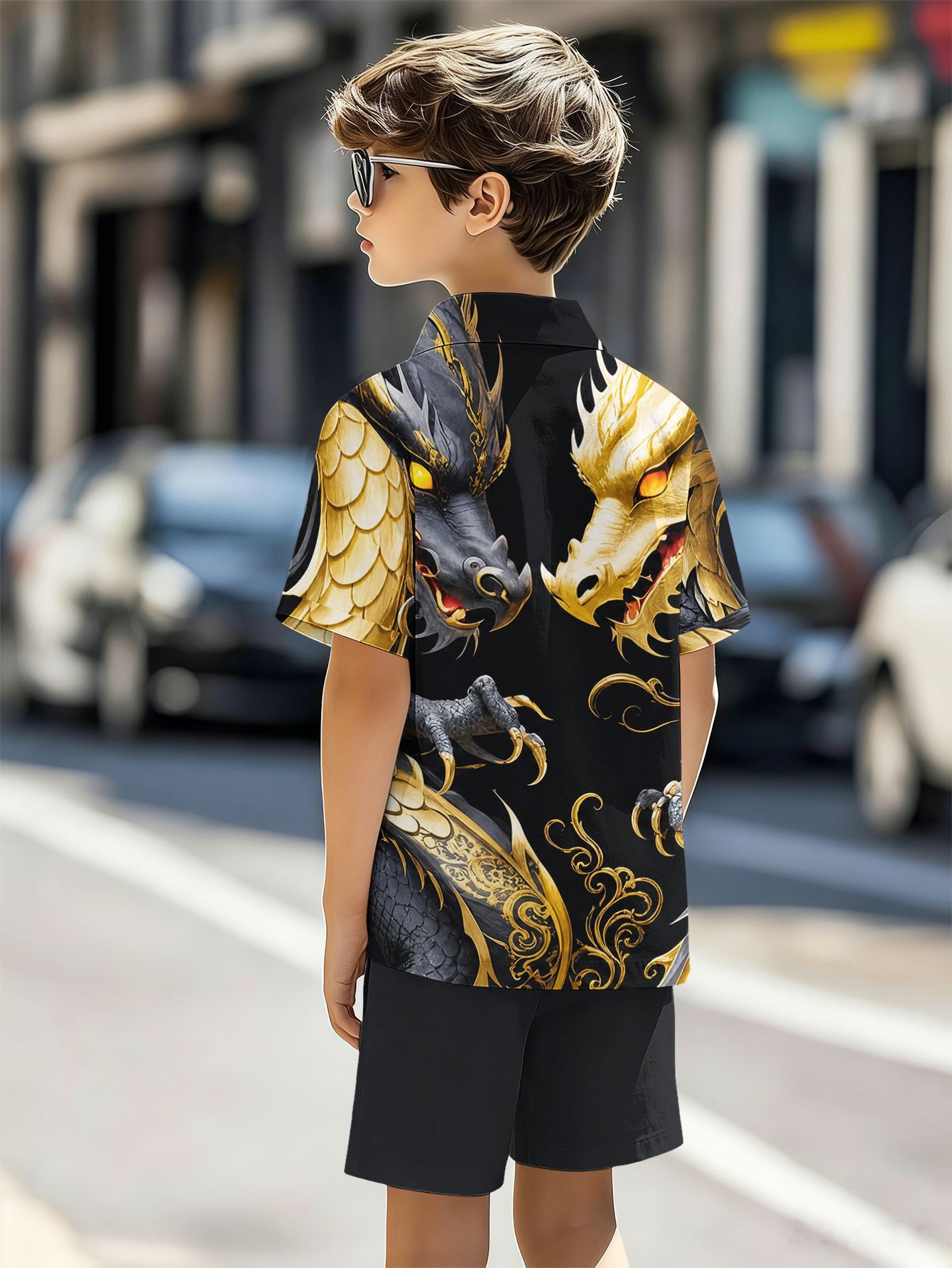 Boys Shirt And Shorts Set With 3d Printed Patterns For Summer_voghion.com