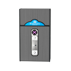 Creative and Personal Waterproof and Pressure-Resistant Metal Cigarette Case B06 Pulse Dual Electric Arc Lighter Cigarette Case Cross-border Product