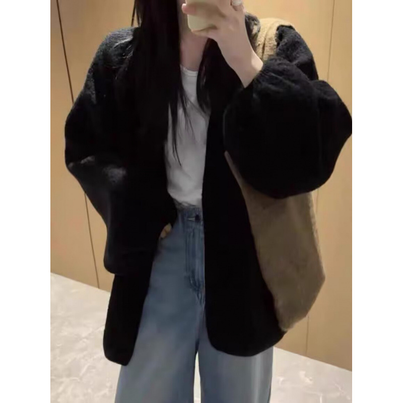 Corteza artesanía de punto Cardigan mujeres primavera y otoño nuevo estilo coreano burbuja manga suéter de aire perezoso abrigo suelto