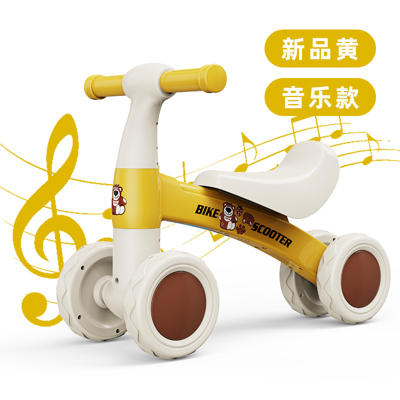 Cuatro ruedas de equilibrio para niños de 1 - 3 años de edad, patineta para bebés sin pedal, caminante anti-rollback, música, luces deslizantes